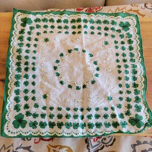 Vintage Irish Shamrock Square Handkerchief